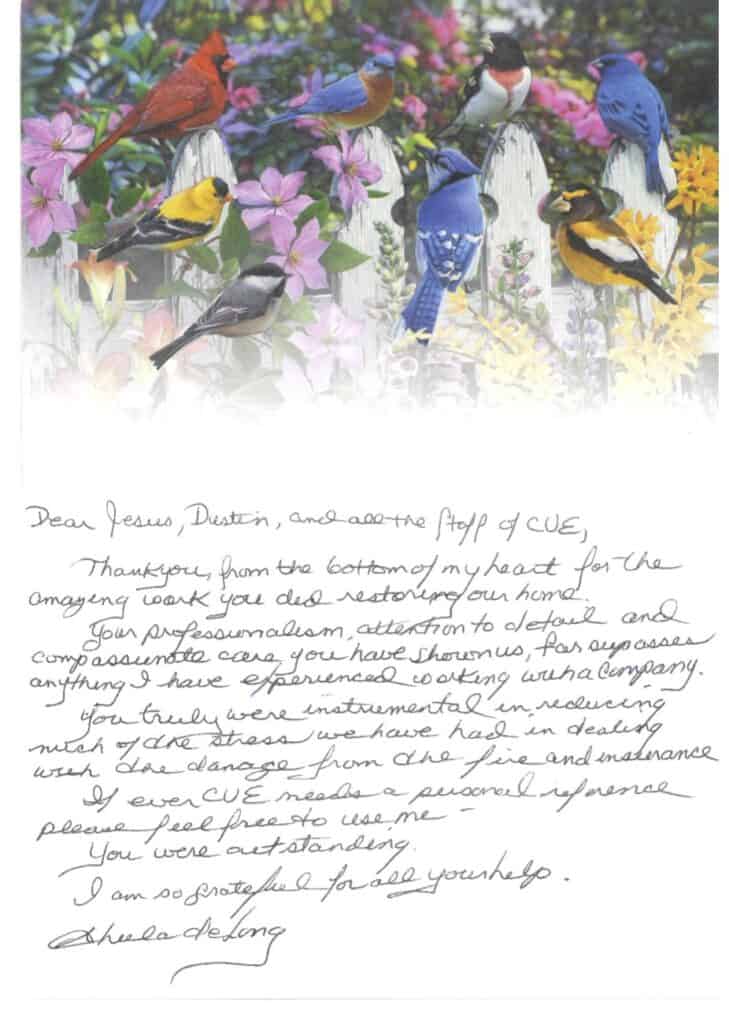 Sheila D hand written note reivew